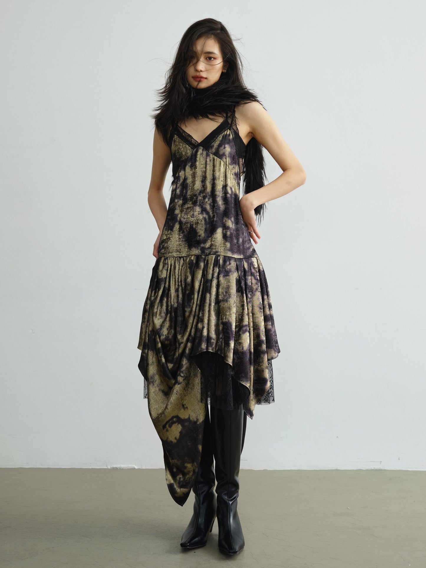 Draped Pleated Gilding Suspender Dress