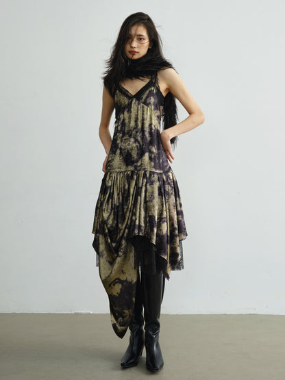 Draped Pleated Gilding Suspender Dress