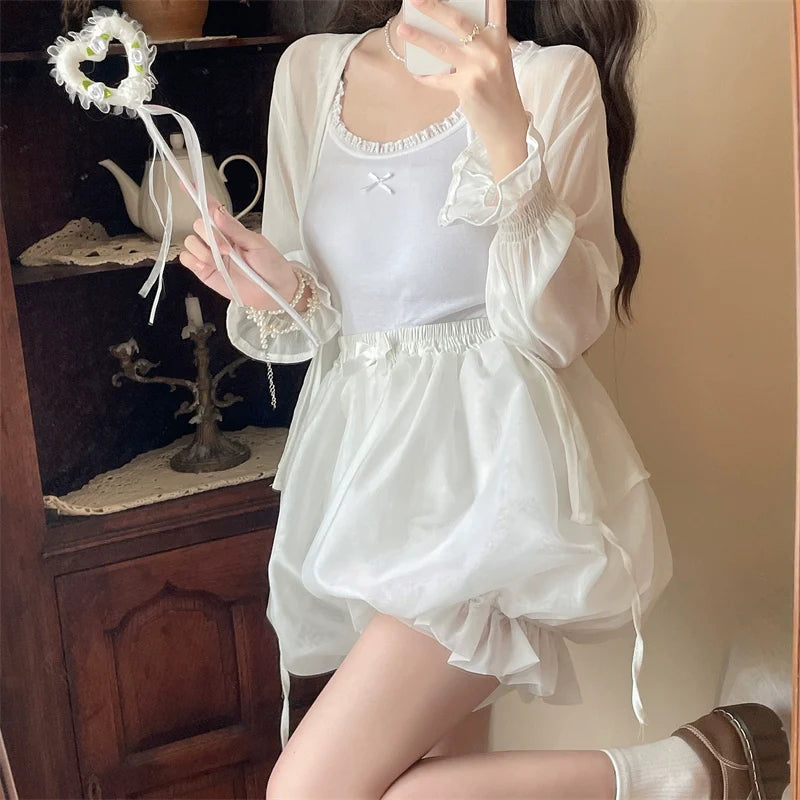 Sugar Girl - Casual Lolita Bloomer Solid Color Organza Shorts Bloomers