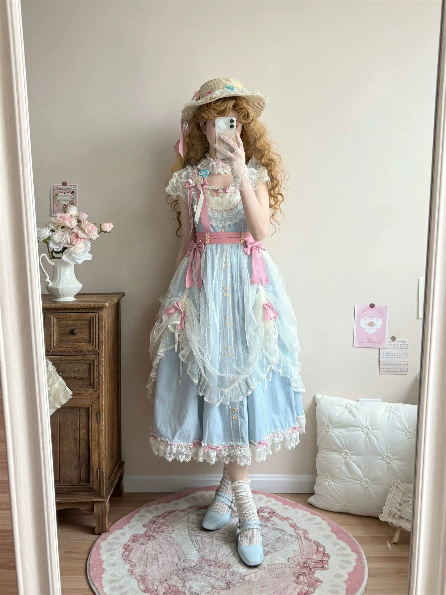 Uncle's Workshop - Fluttering Cherry Spring Strings - Cotton Sweet Lolita JSK Dress