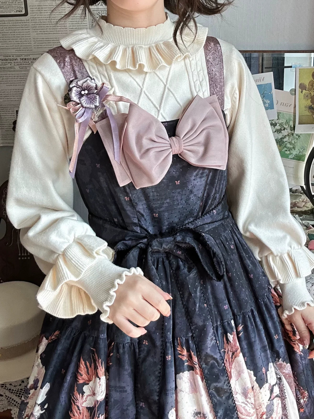 Forest Fluorescent Carps - Sweet Lolita Sweater Autumn and Winter Lolita Inner Wear