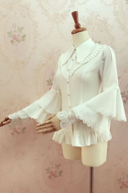 Yilia - Elegant Lolita Long Sleeve Slim Fit Blouse
