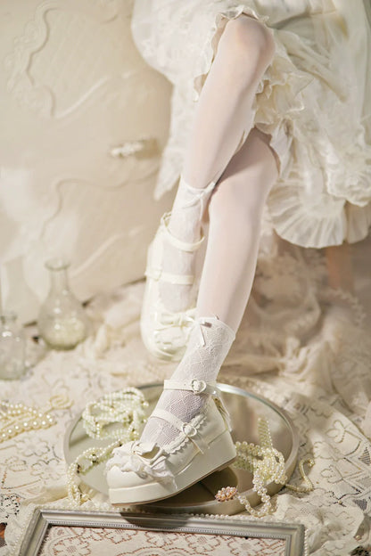 Jiujiu Lolita - Milky Puff - Sweet Lolita Heels Shoes, Round Toe With Petite Wedge