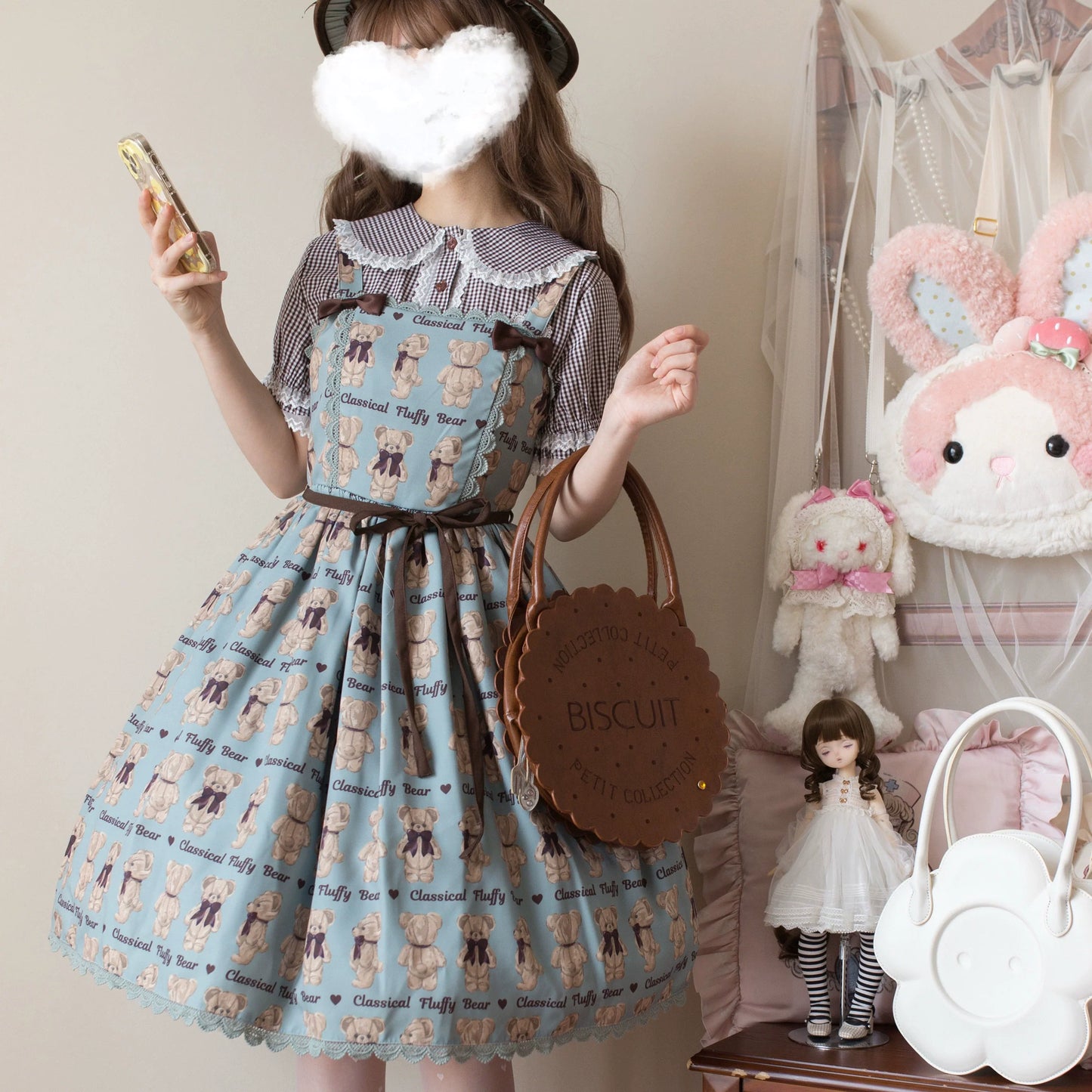 MIST - Kawaii Lolita Plaid Blouse With Cat Ear Peter Pan Collar