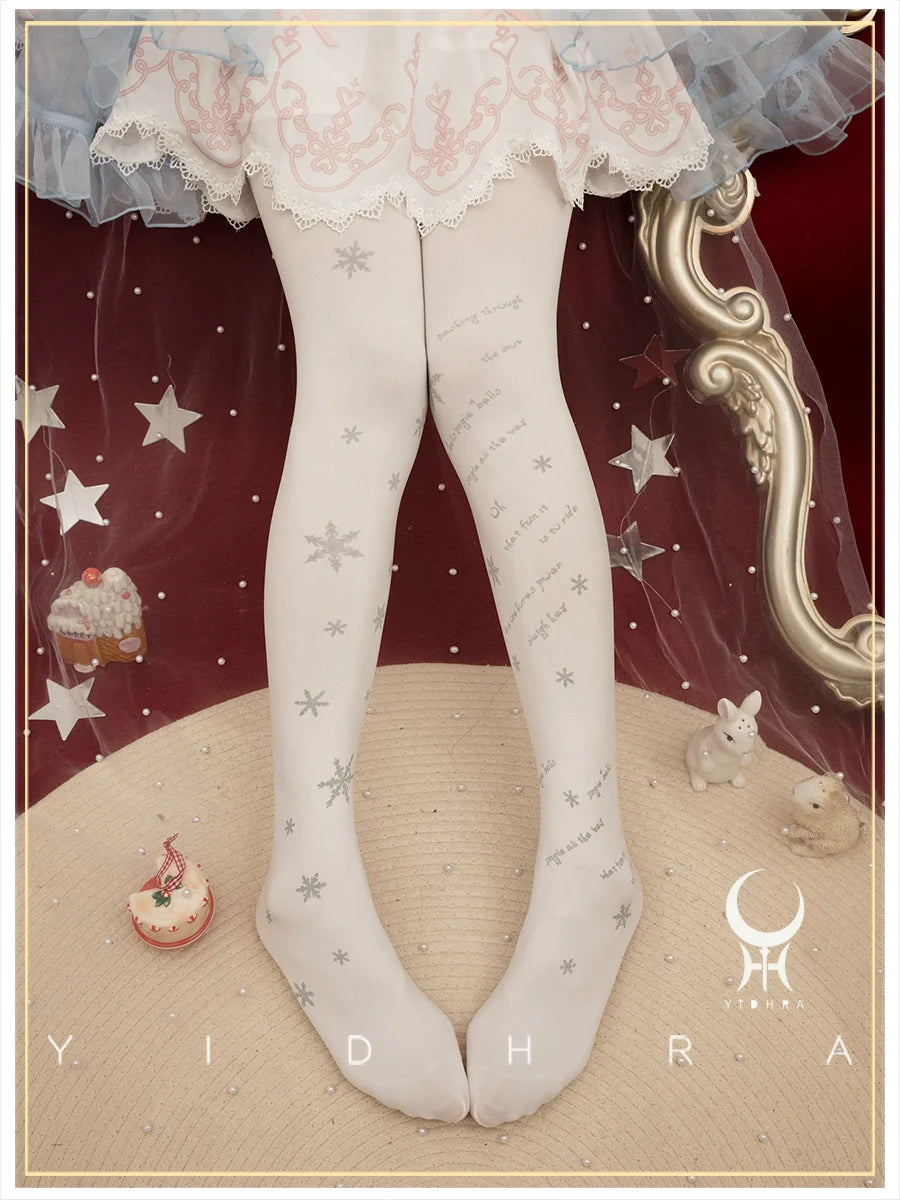 Yidhra - Snow Deer Search - Winter Lolita Pantyhose Kawaii Christmas Pantyhose