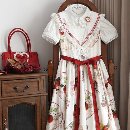 MIST - Lily - Cotton Retro Lolita Blouse with Lace Ruffles and Short Sleeve