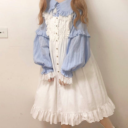 MIST - Cream Sweetheart - Kawaii Lolita Long-sleeve Blouse Multicolors