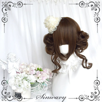Sinwavy - Kawaii Lolita Brown Wig Cute Bun Ponytail Doll-like Wig