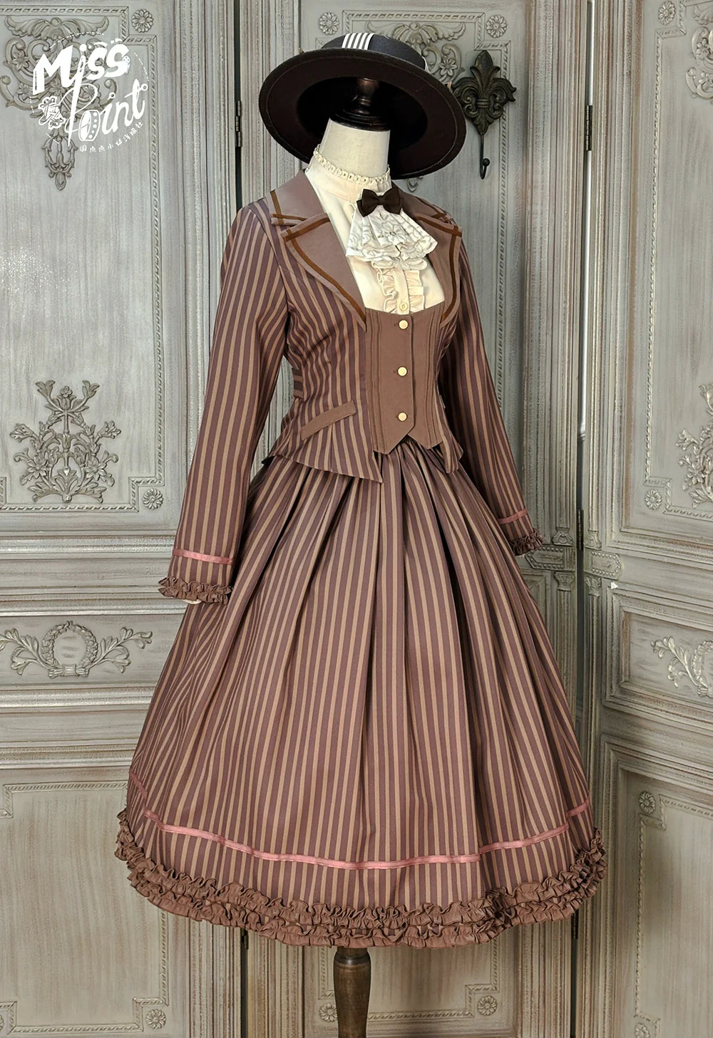 Miss Point - Classical Chocolate - Classic Lolita Skirt Elegant Striped SK