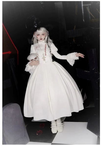 With PUJI - Enigmatic Night Poem - Halloween Gothic Lolita Fishbone Bustier Dress Embroidered Coat