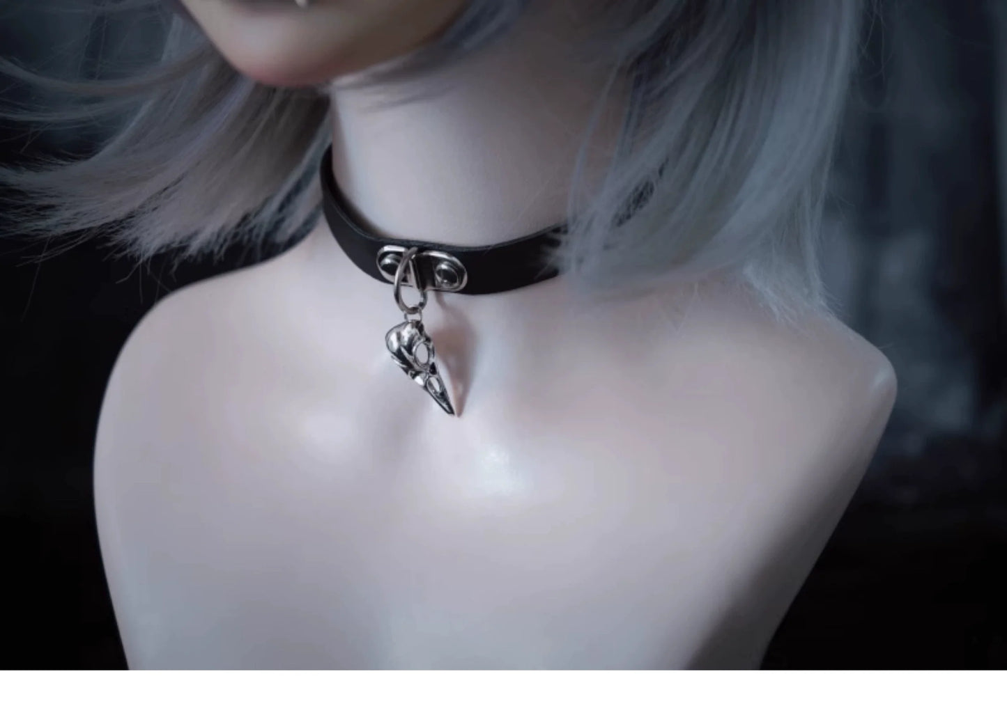Strange Sugar - Gothic Lolita Choker Faux Leather Heart Pendant Necklace
