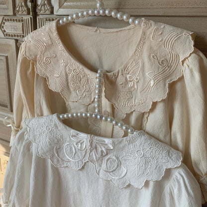 Flower Banquet - Kawaii Lolita Cotton Bunny Embroidery Blouse