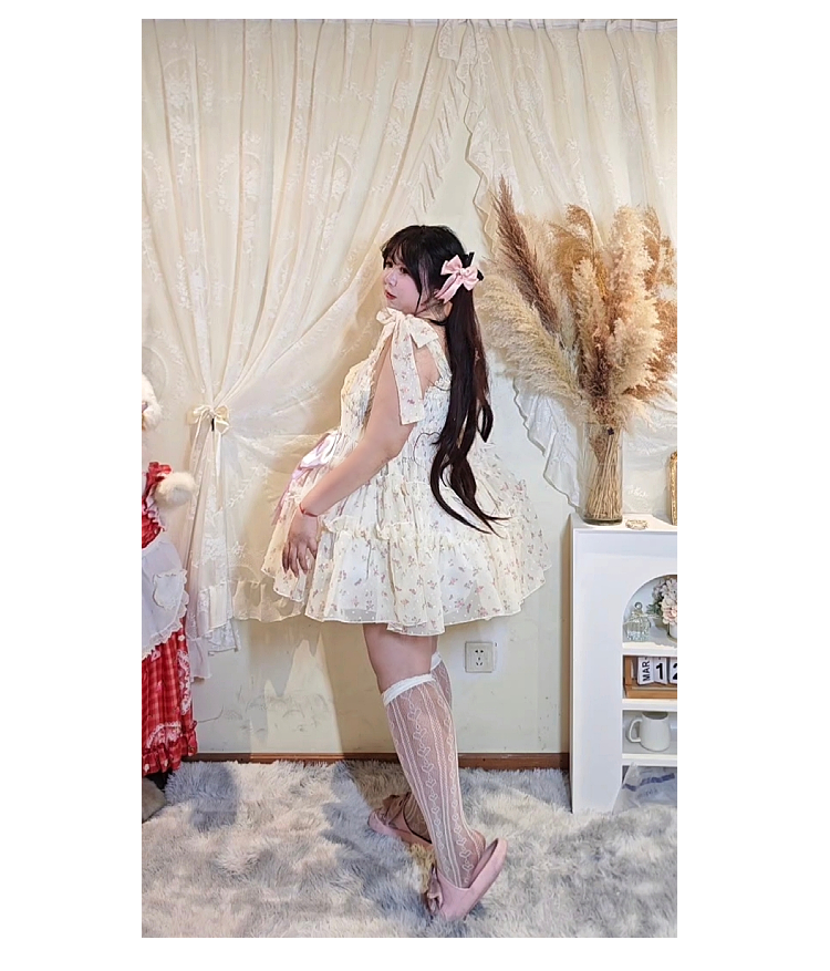 Rouroudream - Teenage Mind - Plus Size Lolita JSK Dress Chiffon Floral Print