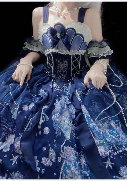 YingLuoFu - Original Elegant Lolita Blue Lolita JSK