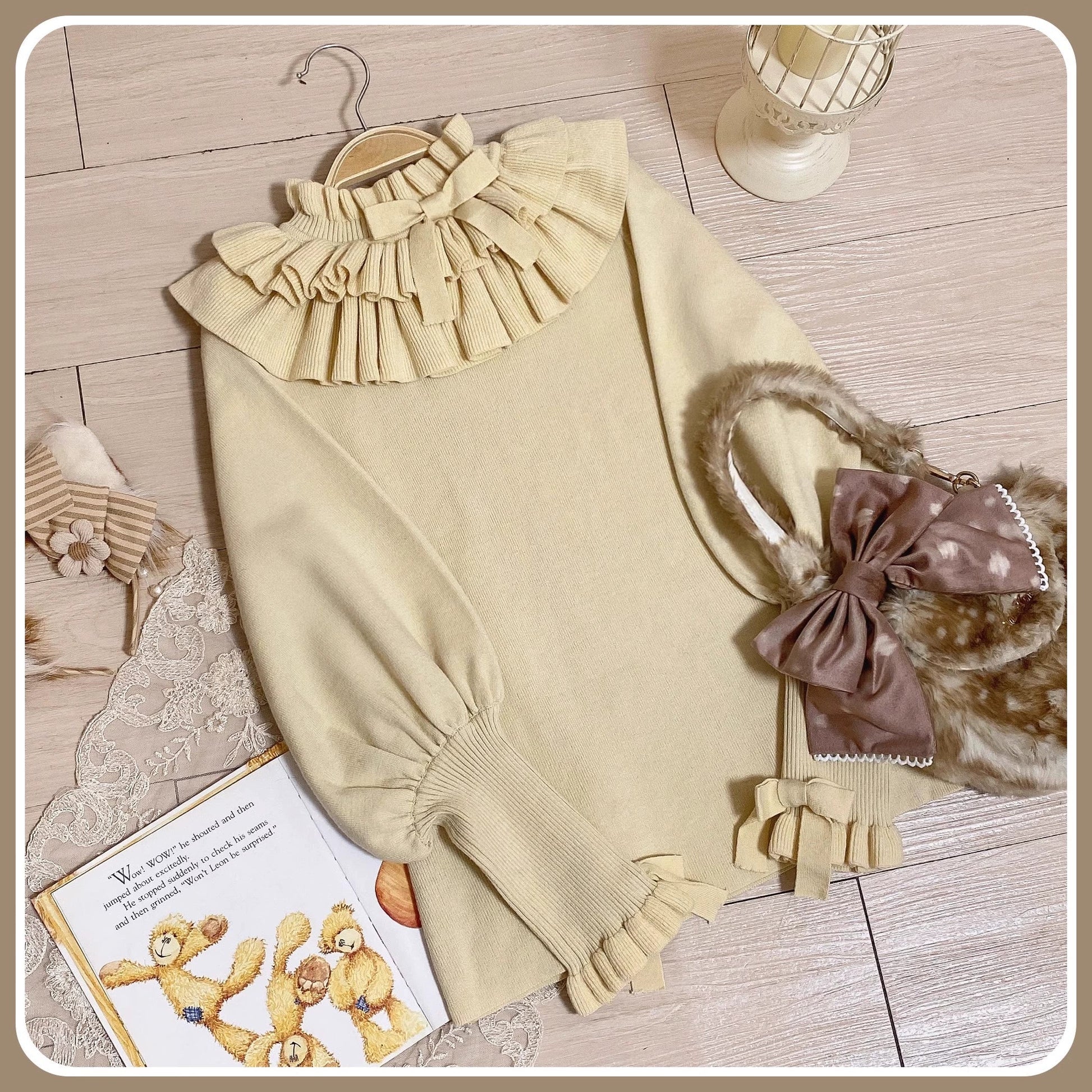 Miaoplus - Sweet Lolita Knit Sweater Long Sleeve Winter Lolita Top