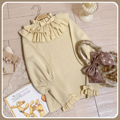 Miaoplus - Sweet Lolita Knit Sweater Long Sleeve Winter Lolita Top