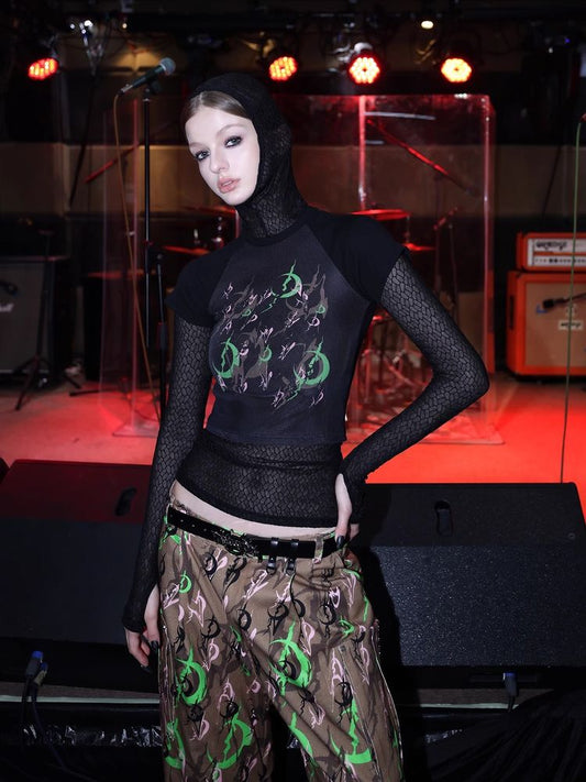 Mesh hooded slim shirt【s0000008697】