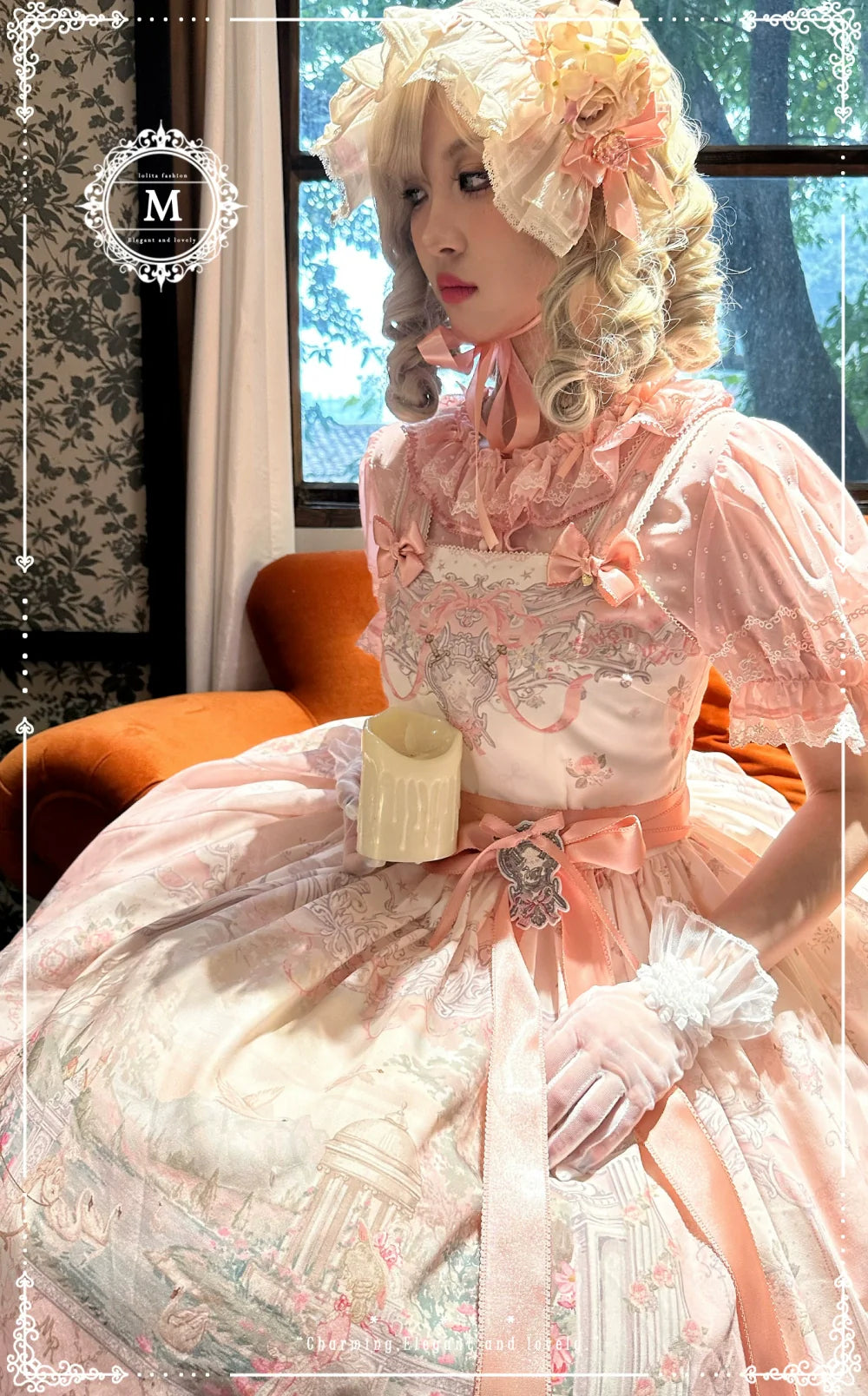 Moon River - Swan Lake Mirror - Pink Sweet Lolita Print JSK Dress