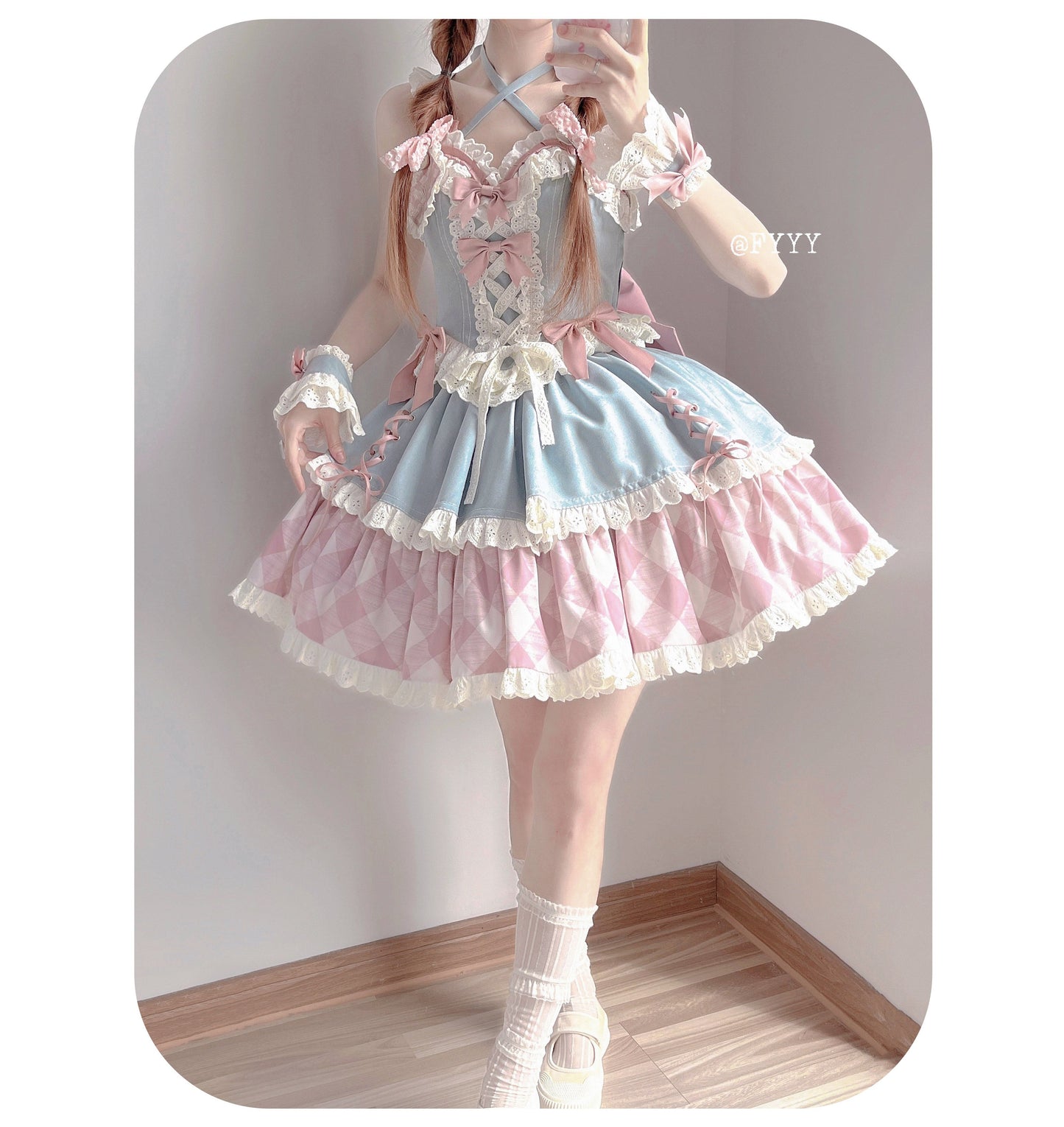 Kuma - Sweet Cowboy - Sweet Lolita Pastel Colors Denim Skirt Set
