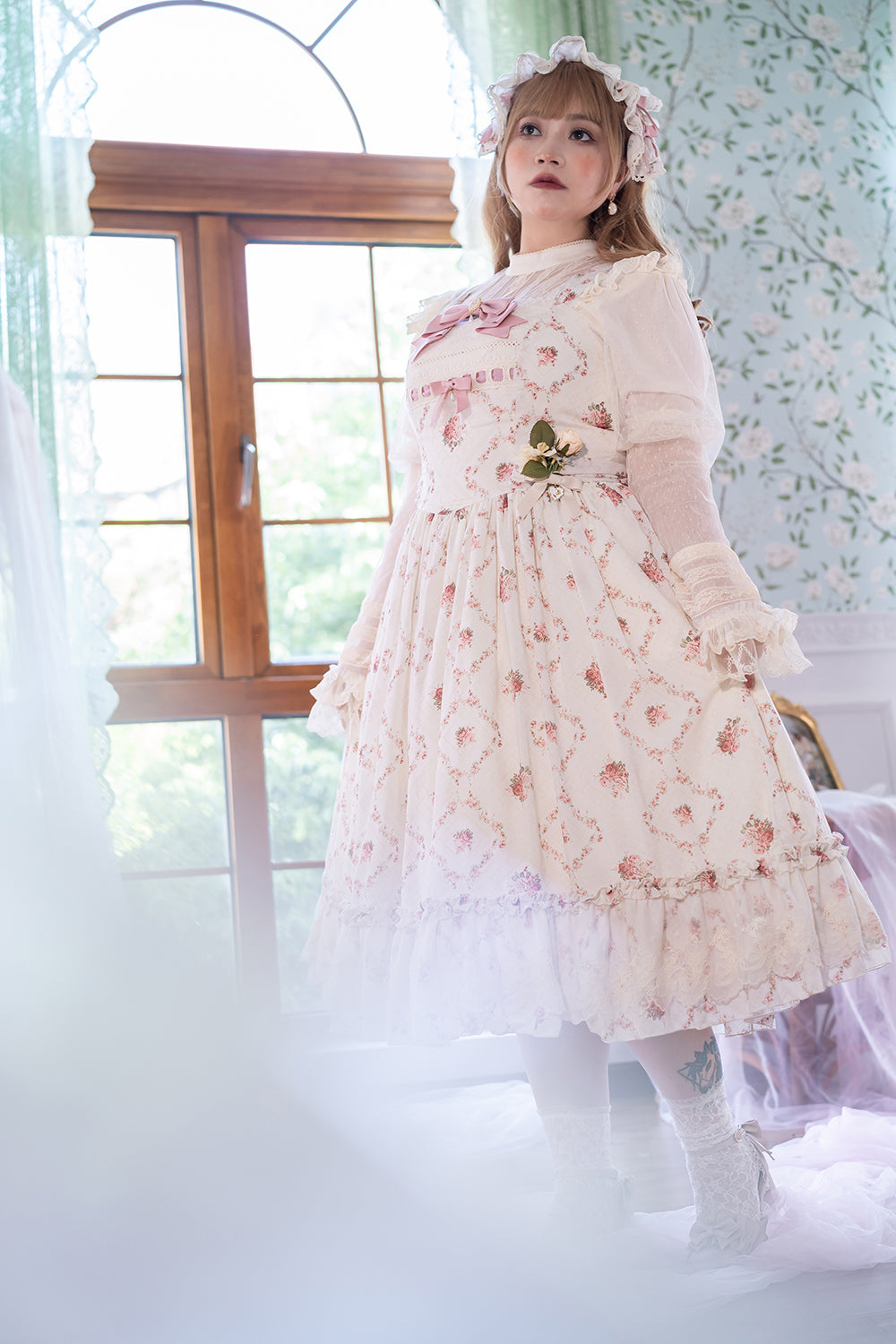 Miss Point - Customized Wood Rose 2.0 Elegant Vintage Jumper Dress