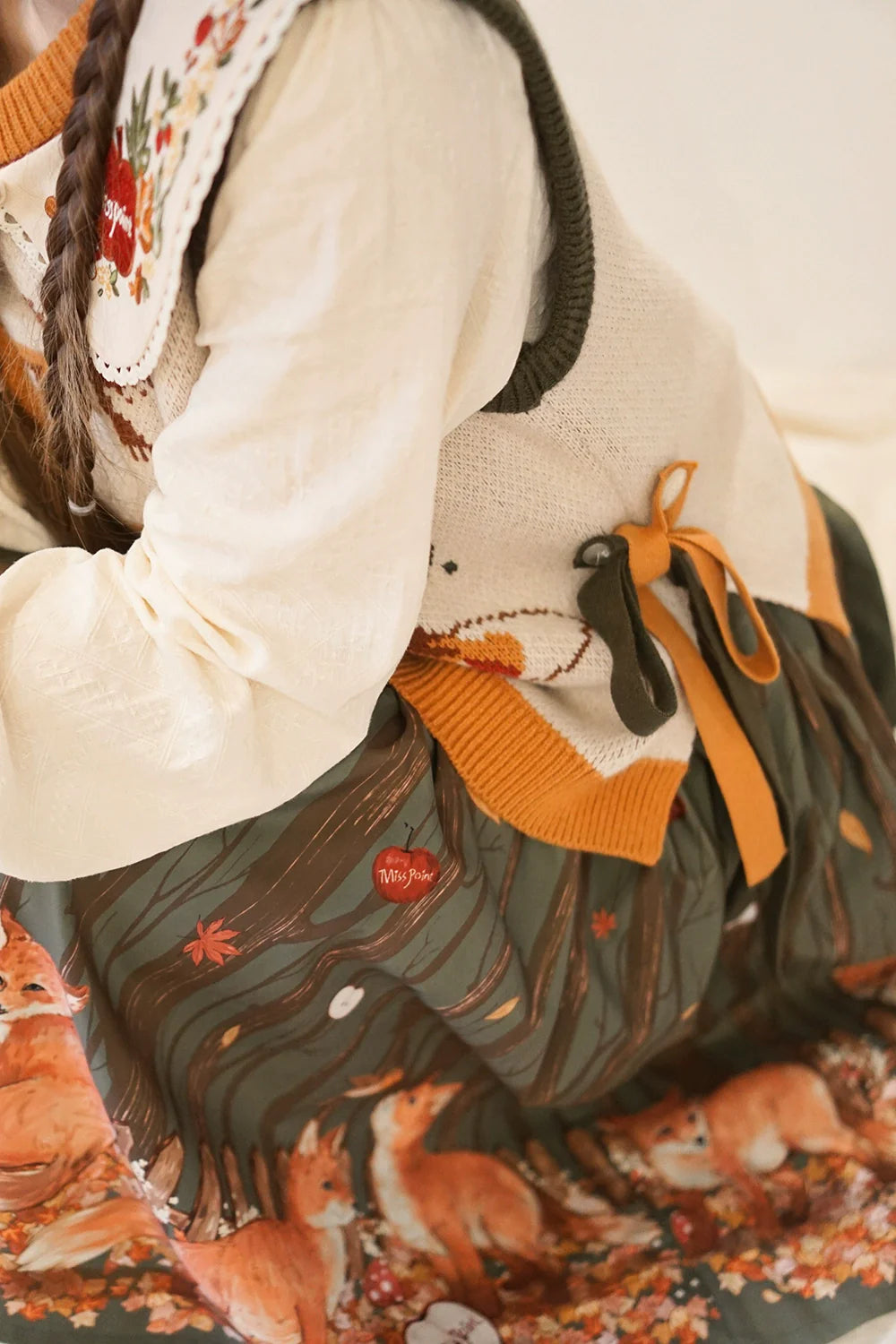 Miss Point - Chubby Fox in the Forest - Kawaii Lolita Vest Customized Lolita Sweater