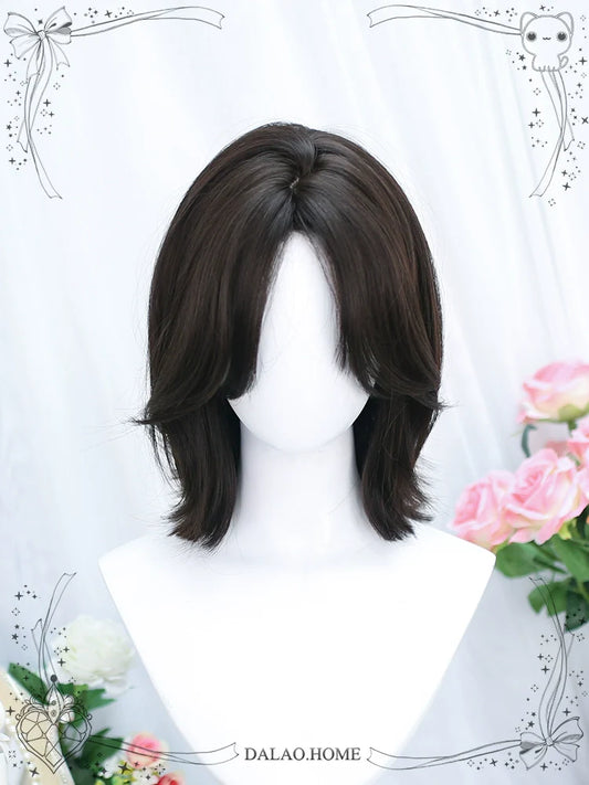 Dalao Home - Bitter Wine - Daily Lolita Short Wig Eight-character Bangs Short Black Tea
