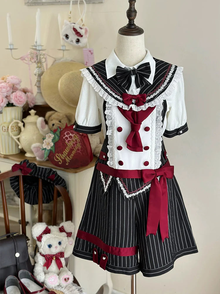 Forest Fluorescent Carps - Small Animal Team - Ouji Lolita Suit Male Lolita Shirt Shorts