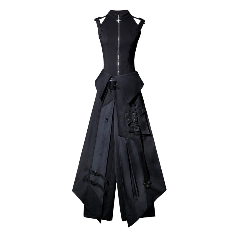 Your Princess - Nightblade - Black Ouji Lolita Apron Pants Suit