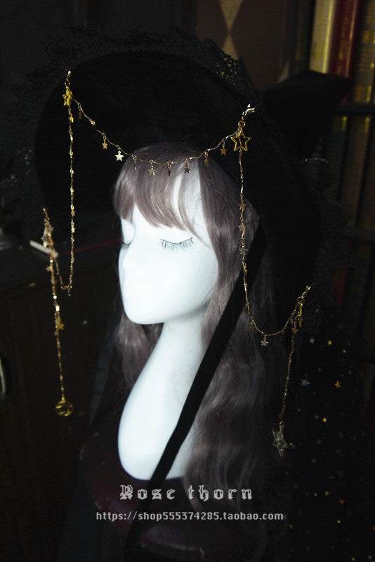 Rose Thorn - Twinkle Veil Lolita Halloween Witch Hat