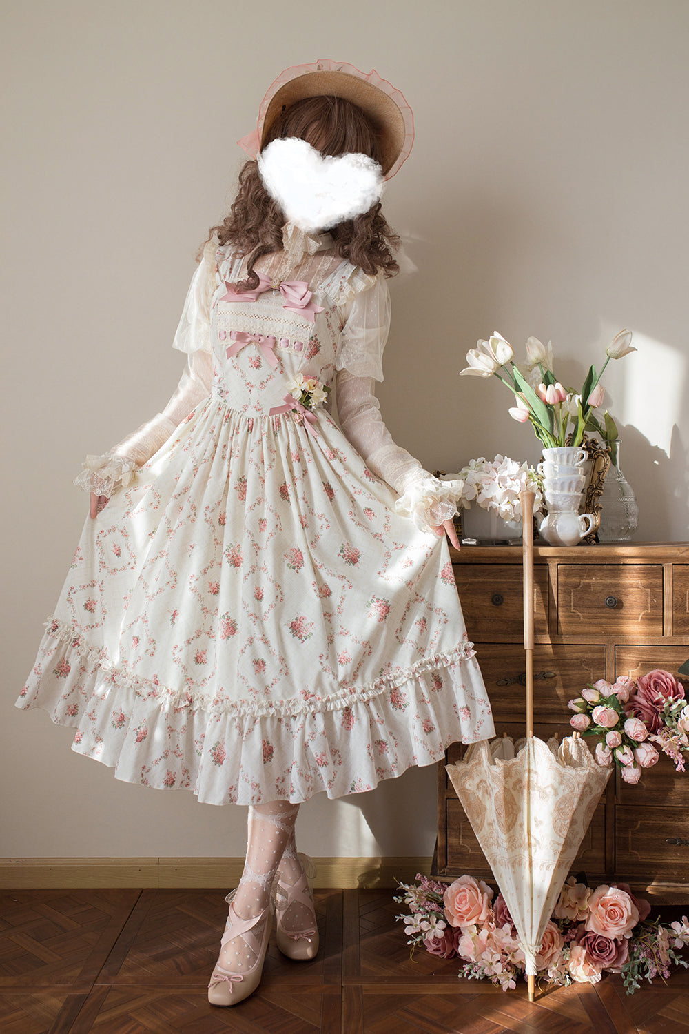 Miss Point - Customized Wood Rose 2.0 Elegant Vintage Jumper Dress