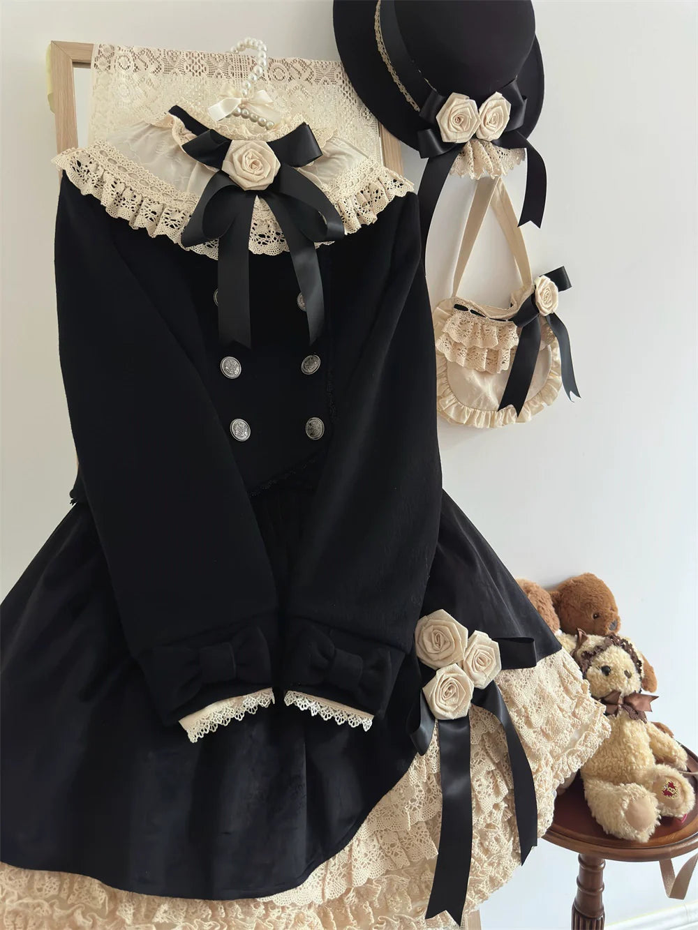 LeMiroir - Winter Solstice - Elegant Lolita Hat, Detachable Collar, Handbag