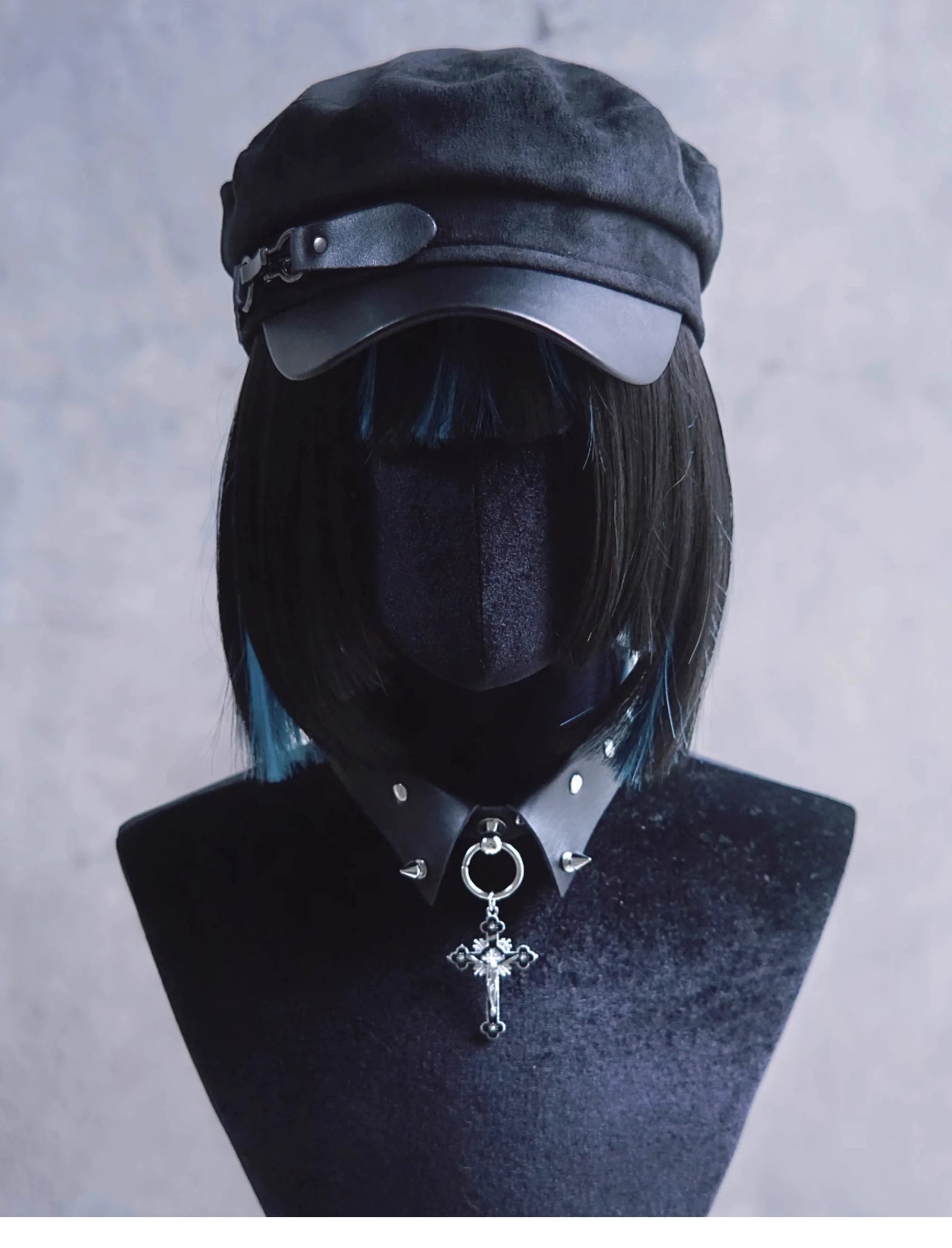 Strange Sugar - Gothic Lolita Hat Leather Buckle Lolita Newsboy Hat