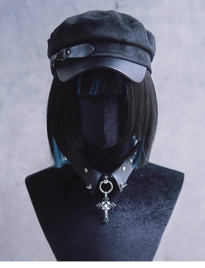 Strange Sugar - Gothic Lolita Hat Leather Buckle Lolita Newsboy Hat