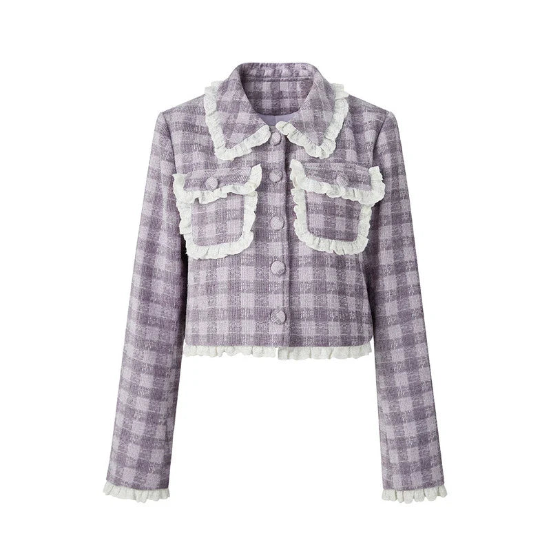 Purple lace jacket half skirt two-piece【s0000004446】