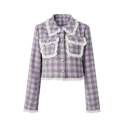 Purple lace jacket half skirt two-piece【s0000004446】