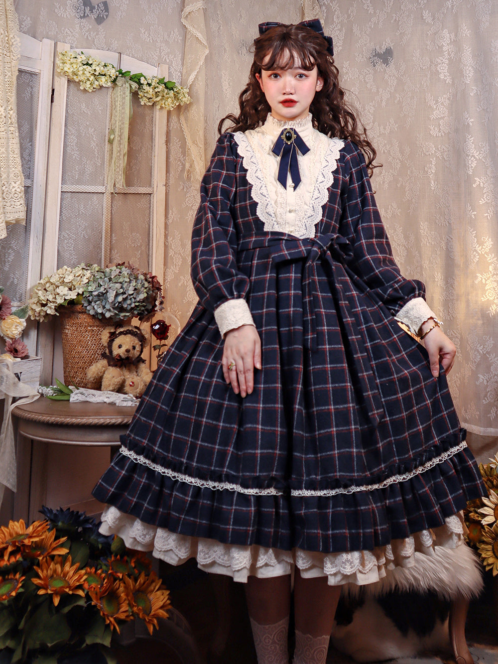 Miss Point - Rose Silhouette 3.0 - Plaid Vintage Classic Lolita OP