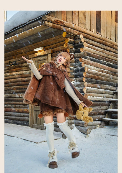 Tan Tuan - Rabbit & Bear - Winter Kawaii Lolita Cape and Shorts