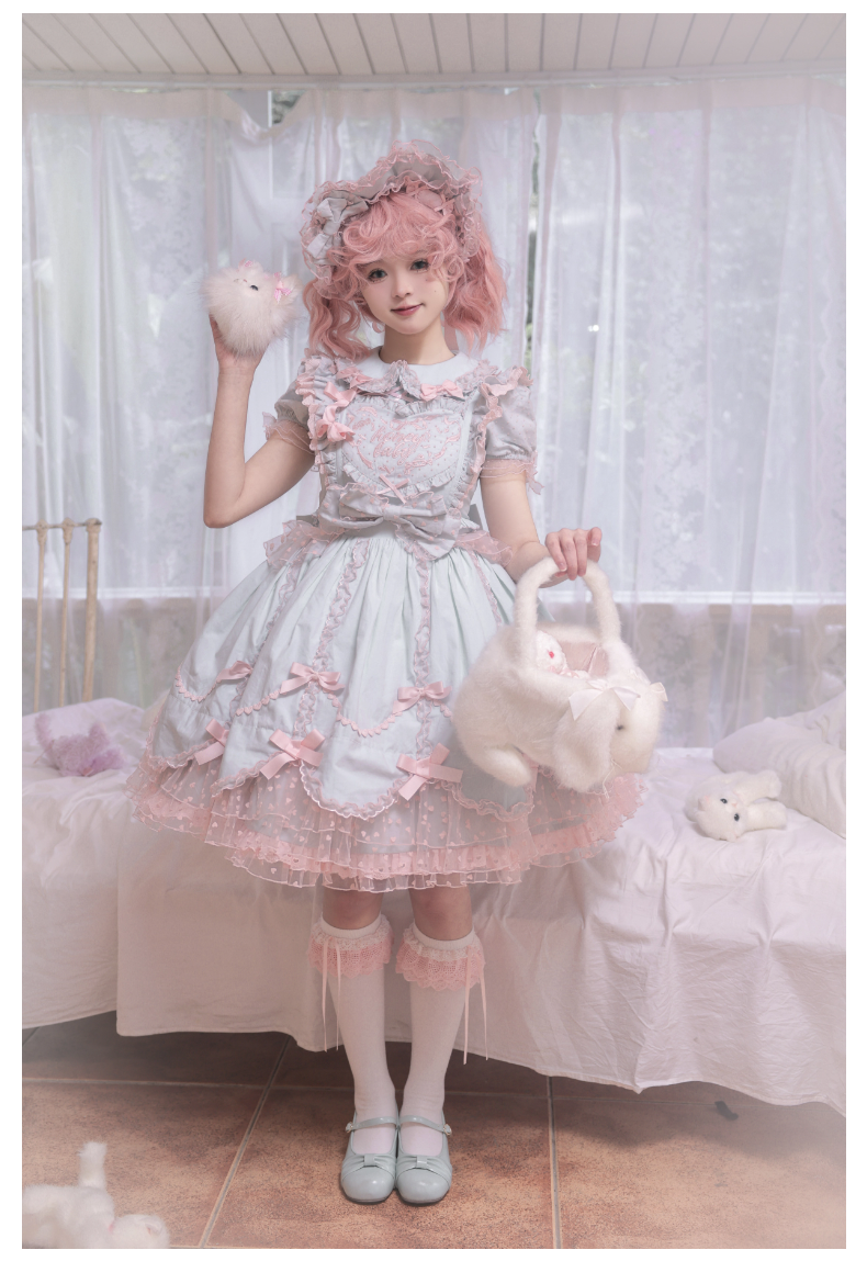 The Seventh Doll - Sweet Diary SP - Vintage Lolita Jumper Dress Petal-like Hem JSK Headdress Set