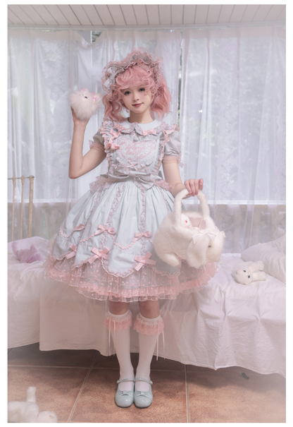 The Seventh Doll - Sweet Diary SP - Vintage Lolita Jumper Dress Petal-like Hem JSK Headdress Set