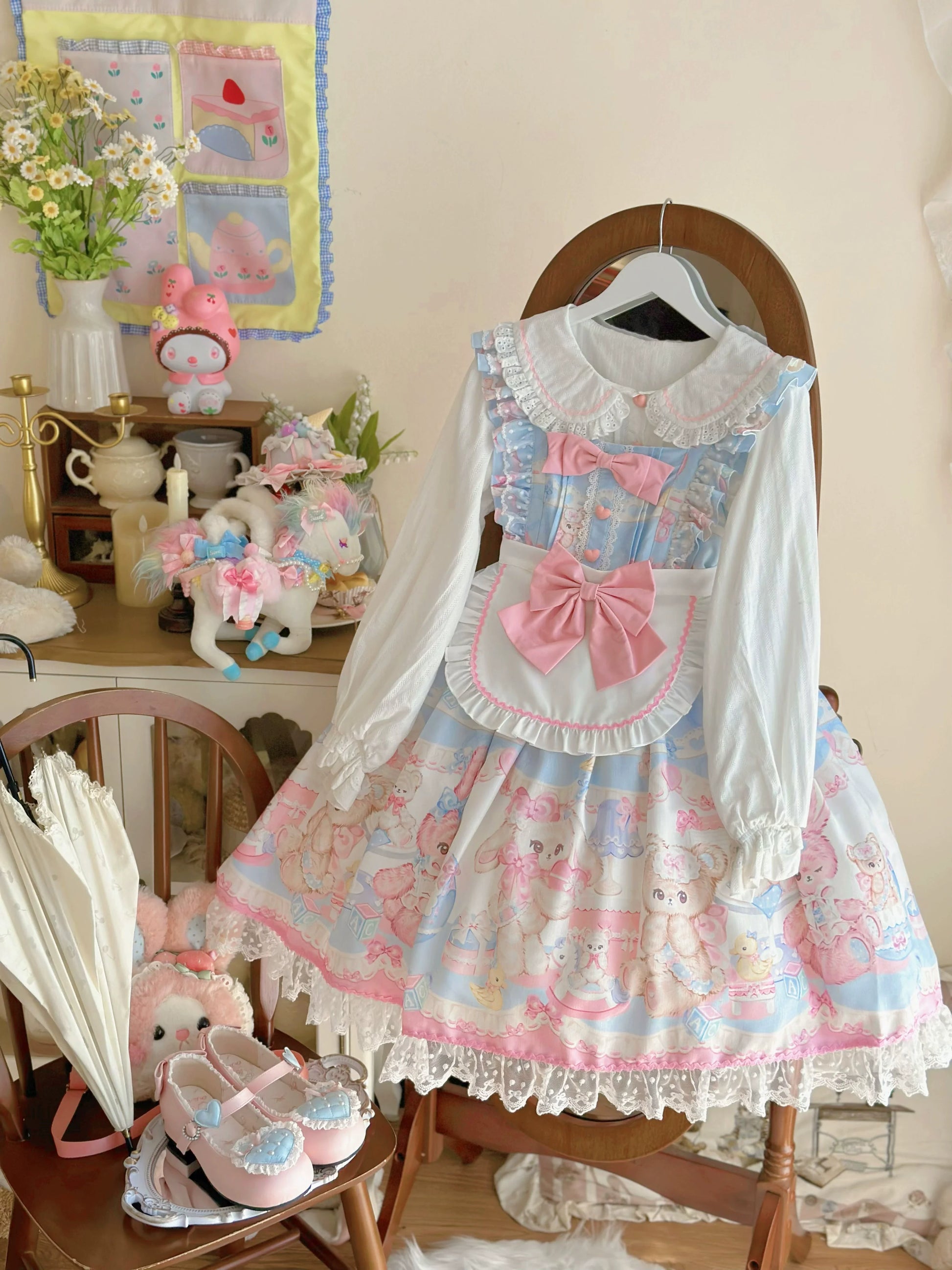 Hanguliang - Sweet Bunny Bear - Sweet Lolita Jumper Dress Cute JSK
