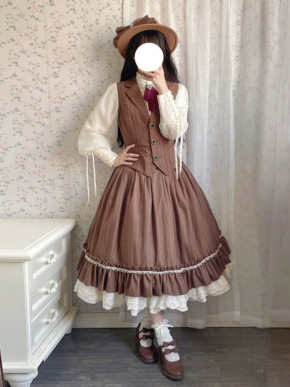 Miss Point - Rose Doll - Elegant Lolita Striped Fishbone Skirt