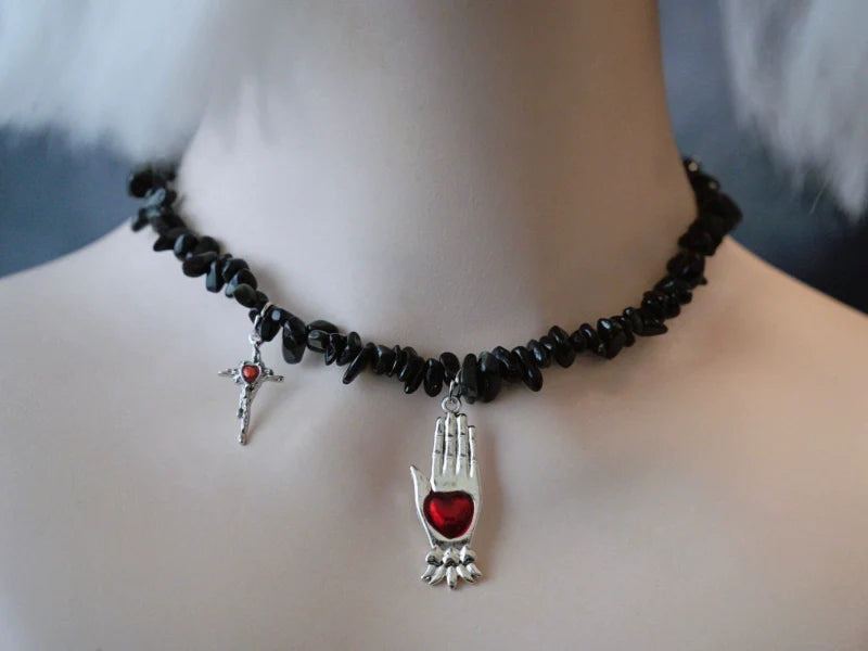 Strange Sugar - Handmade Gothic Lolita Choker, Multiple Pendant