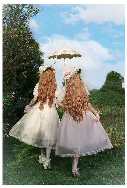 With PUJI - Morning Mist Estate - Twins Classic Lolita OP Dress, Edward Collar