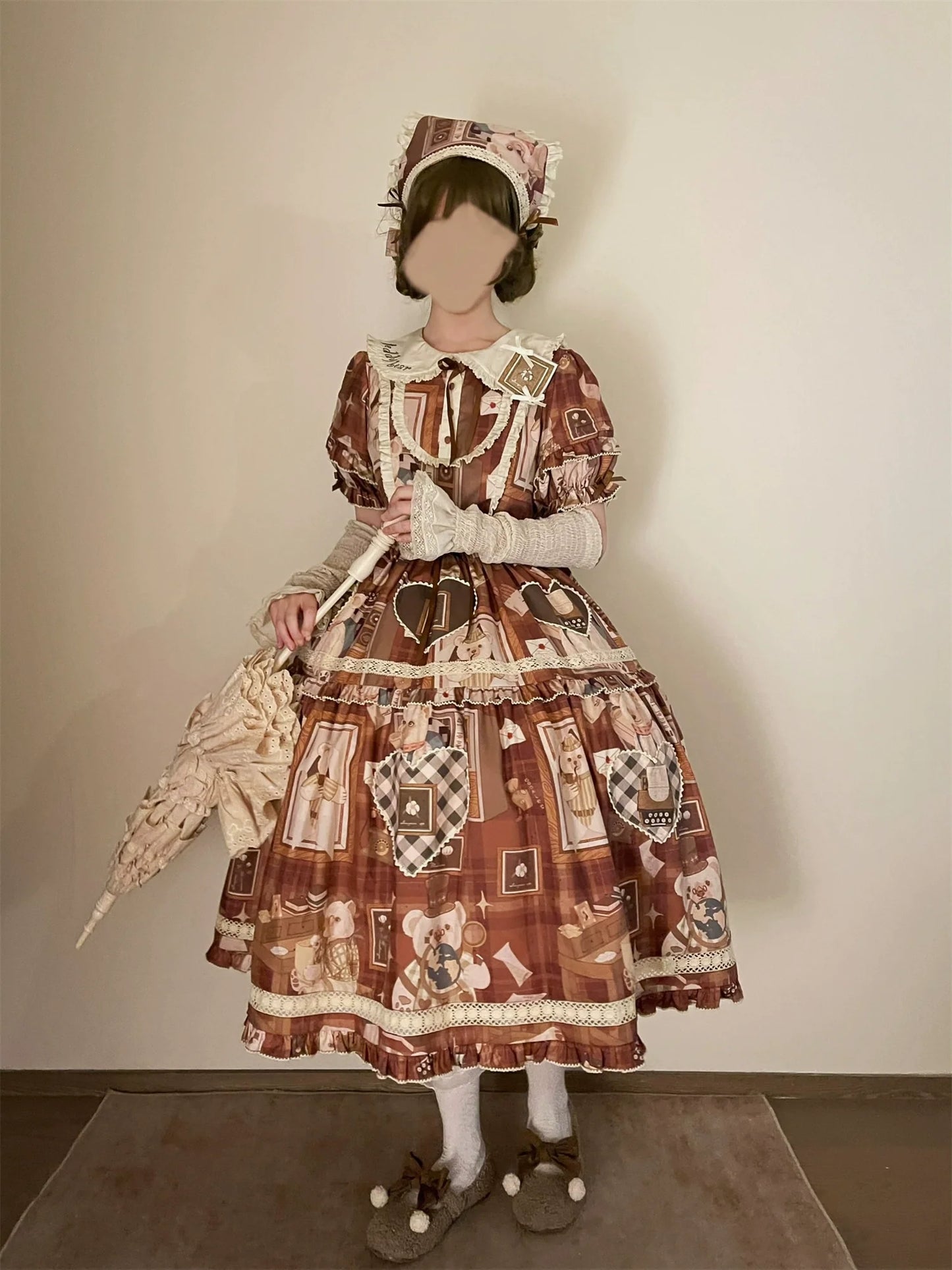 Babyblue - Gretel Bear - Vintage Lolita Dress Teddy Bear Prints Dress