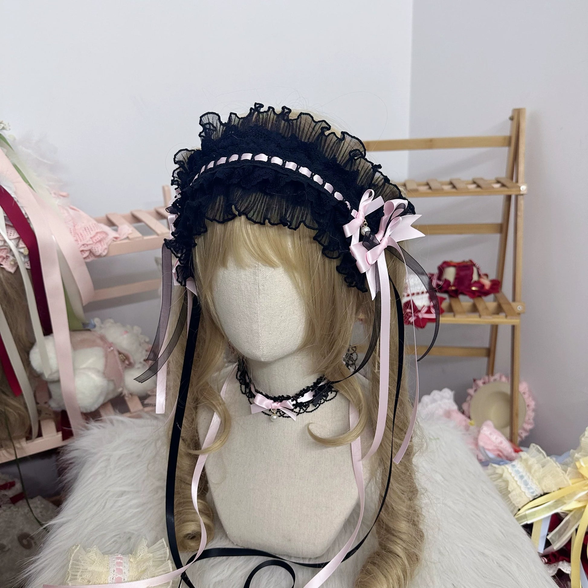 Chestnut Lolita - Sweet Lolita Headdress, Bow and Lace Decoration