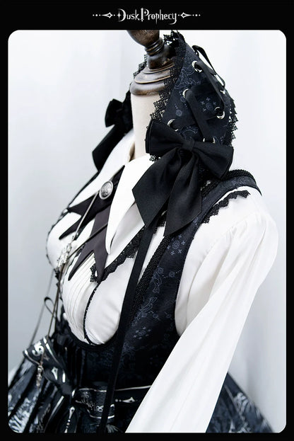 DuskProphecy - Coccyx - Elegant Lolita Dress High Waist Fishbone Print JSK Set