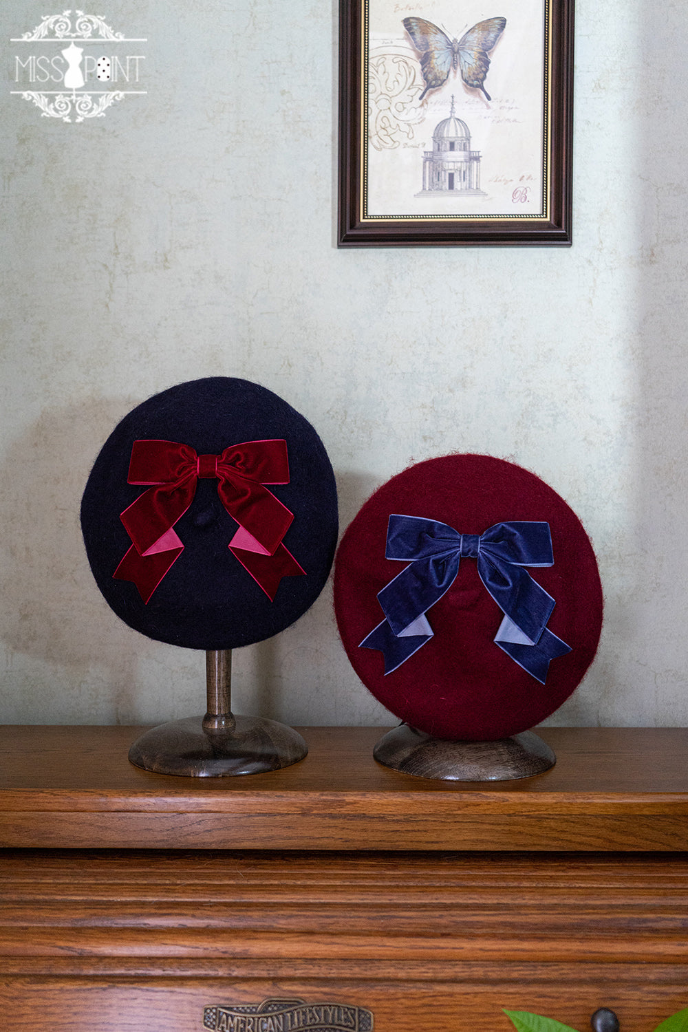 Miss Point - Stripped Lolita Headband Veil Hat Clip Necklace