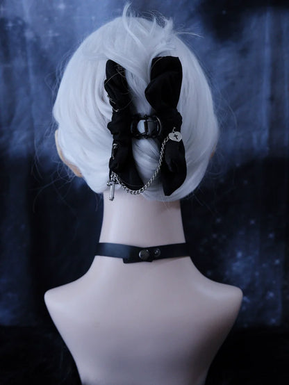 Strange Sugar - Gothic Lolita Claw Clip Cross Chain Bow Hair Accessory