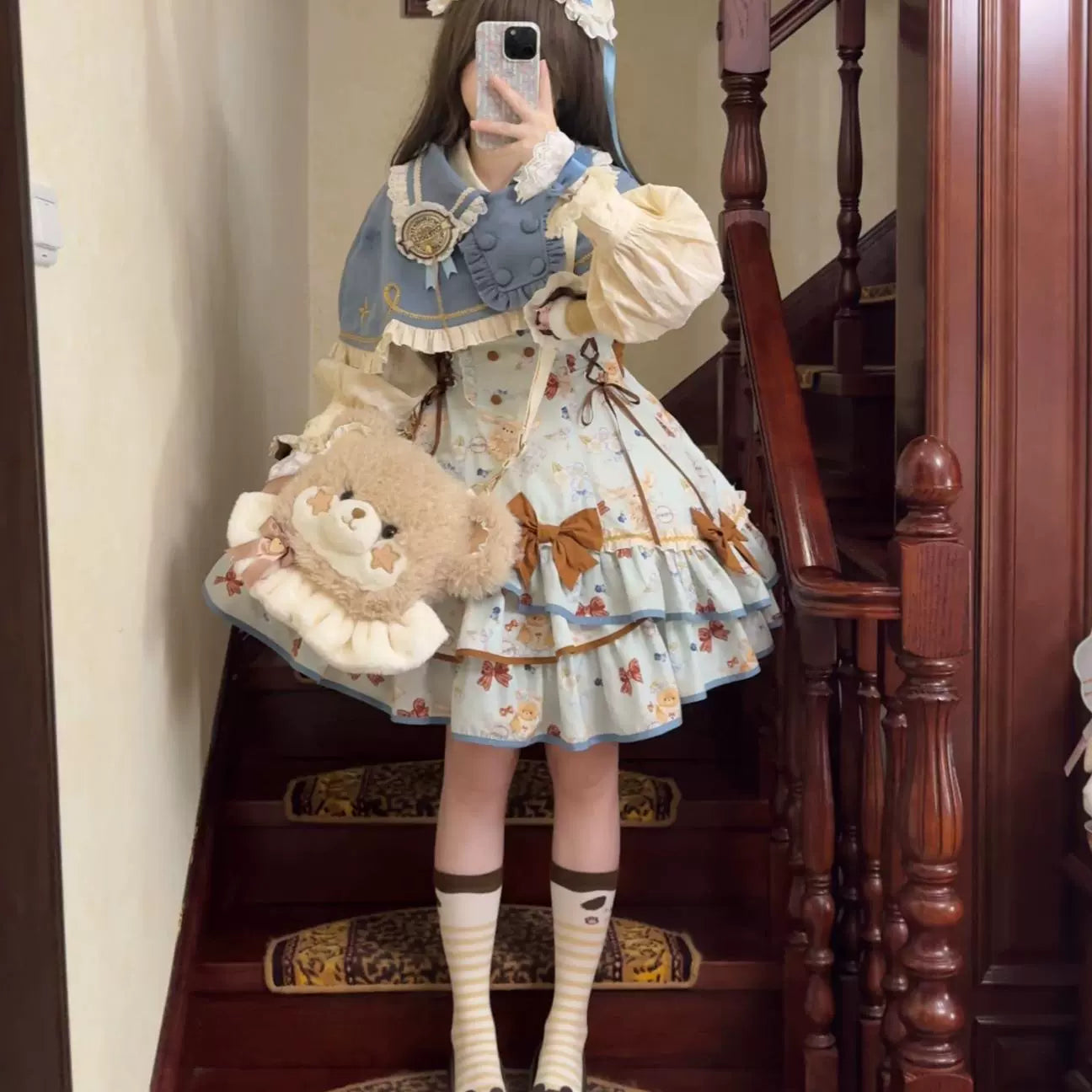 Cheese Mee Mee - Seaside Tea Party - Sweet Lolita Dress Cute Print JSK and Cape