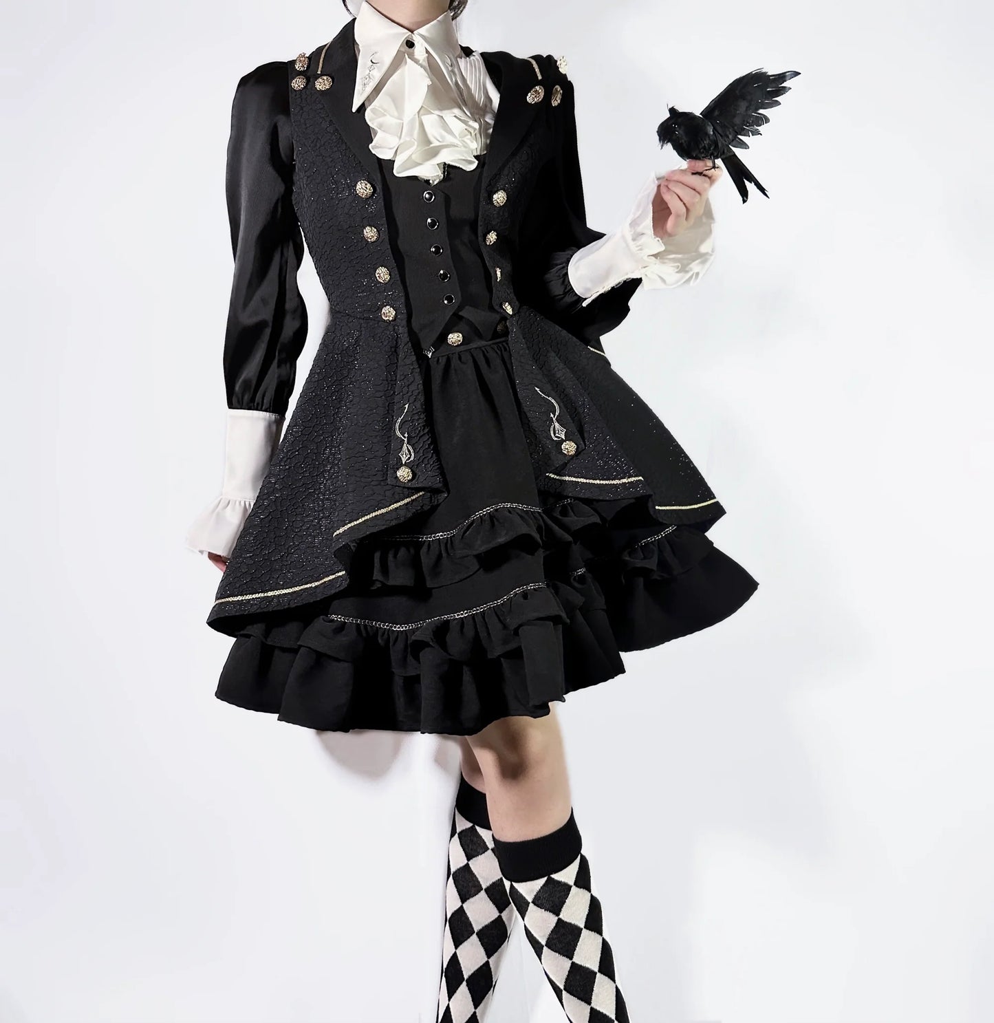 SilentMars - Law of the Fallen Moon - Retro Lolita Vest Coat Suit Knight Style Skirt